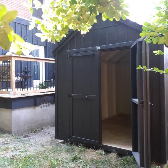 Garden storage shed in back yard