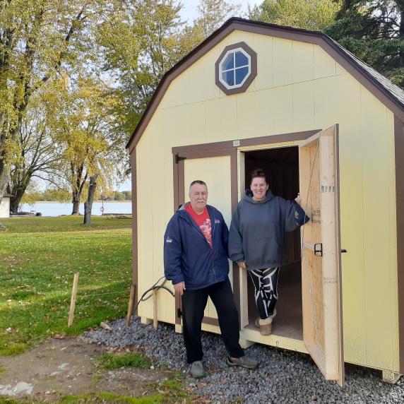 highwall gambrel barn style roof storage shed yellow