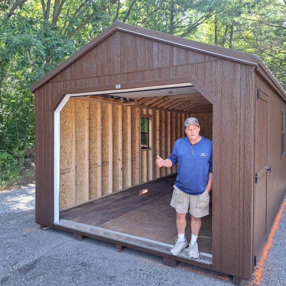 Canadian Portable Garage 12x24 brown with brown metal roof