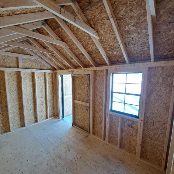 Garden Cottage Shed by Better Way Sheds door &amp; window in 12' side inside